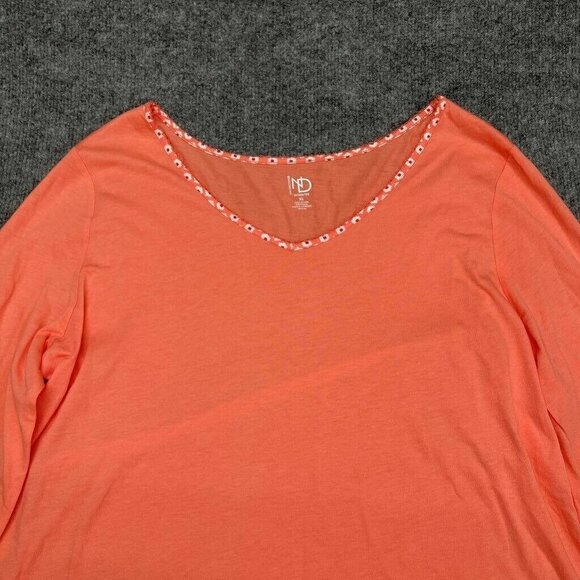 New Directions Intimates Pajama Top Womens XL Orange Geometric Long Sleeve New - Picture 4 of 9